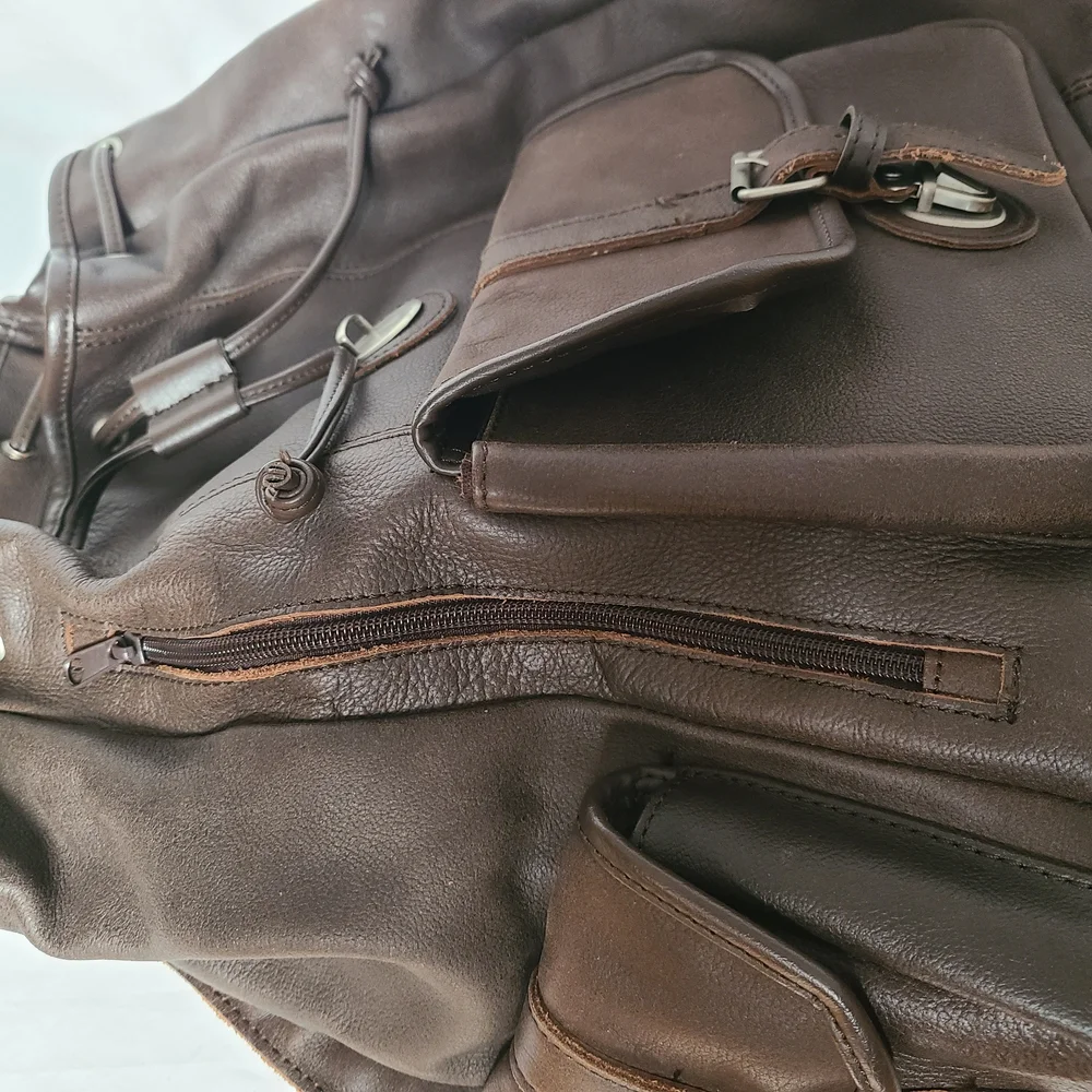 Vintage Brown Leather Backpack 90's